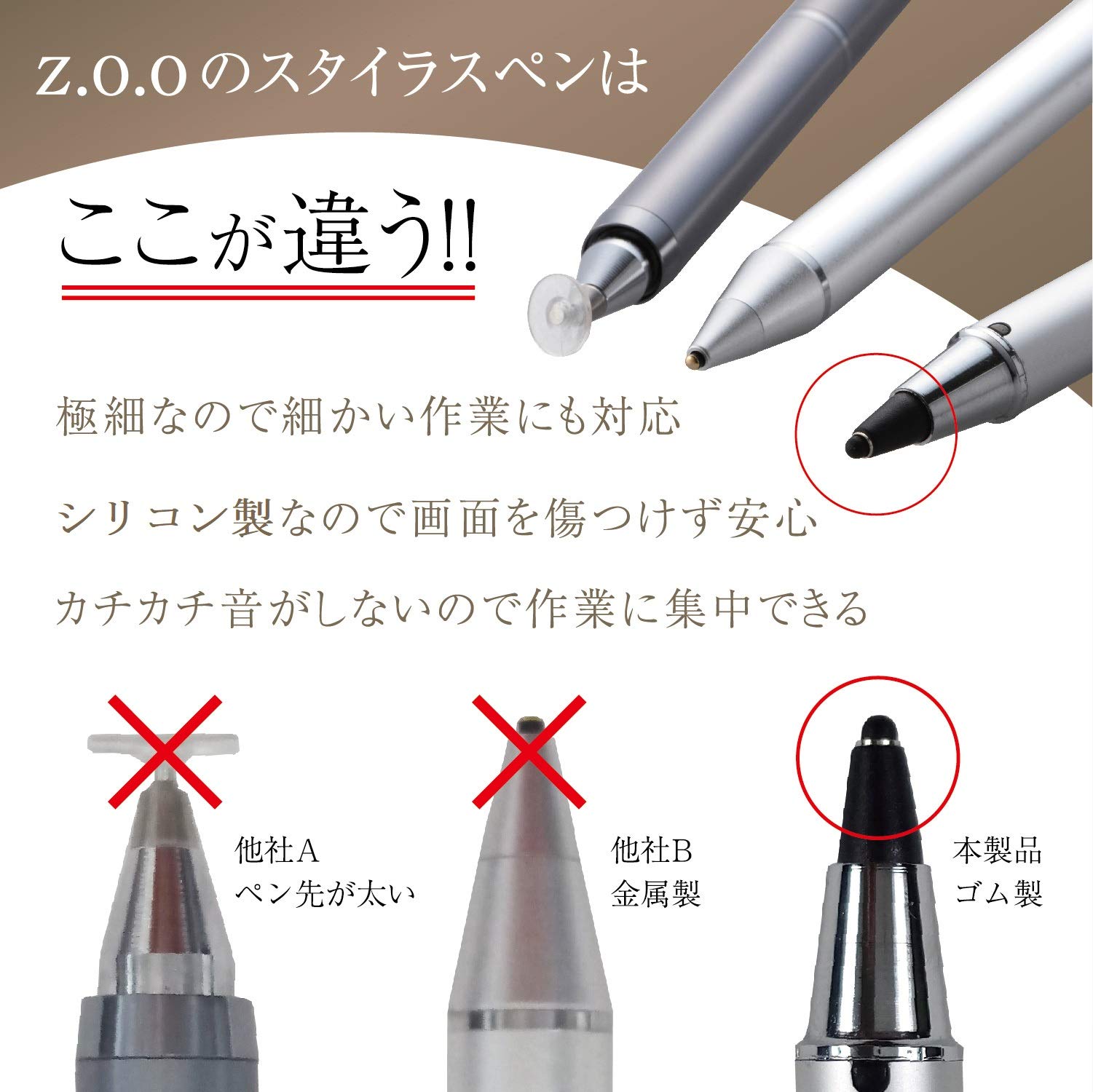 Amazon | z.o.o 画面に傷がつかない タッチペン 極細 スマホタッチペン