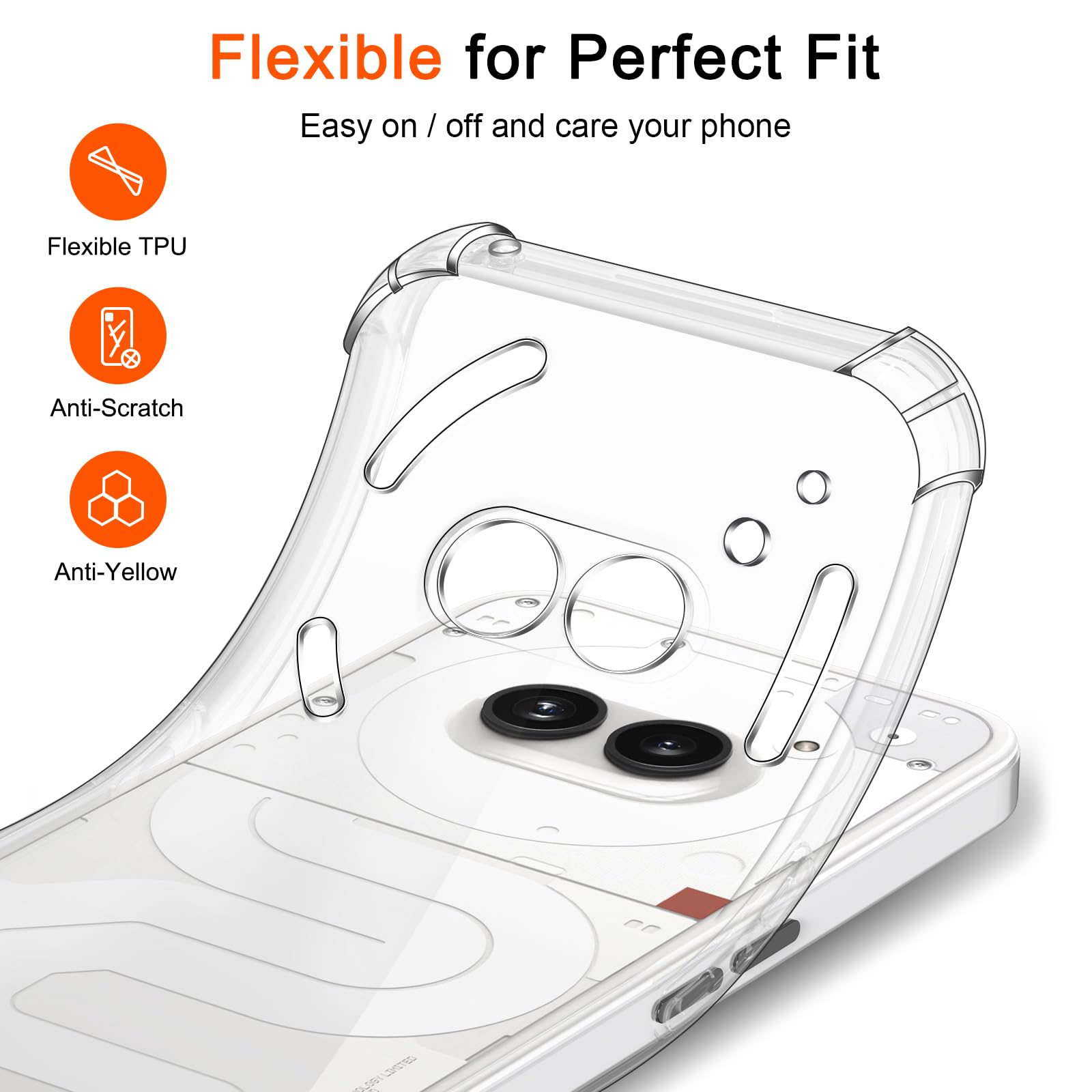 Cover IVoler Per Nothing Phone 2a/2a+, Custodia Antiurto Trasparente Con Paraurti In TPU Morbido, Anti-giallo, Sottile - 3