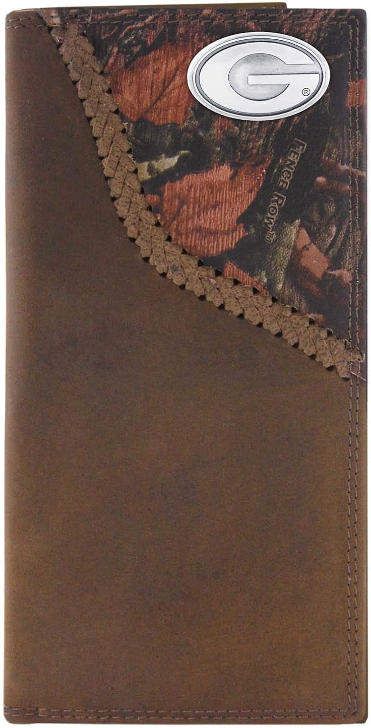 NCAA Georgia Bulldogs Camouflage Leather Roper Concho Wallet, One Size