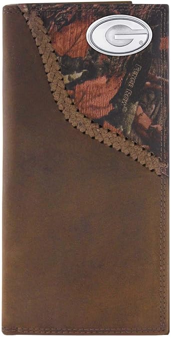 NCAA Georgia Bulldogs Camouflage Leather Roper Concho Wallet, One Size