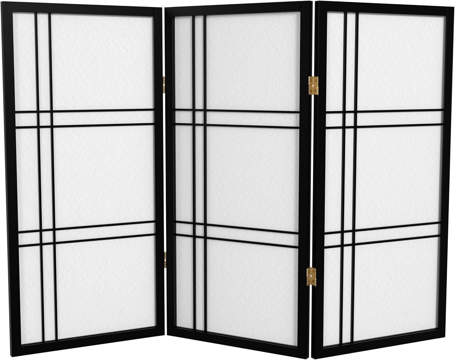 3 ft. Short Double Cross Shoji Screen - Black - 3 Panels