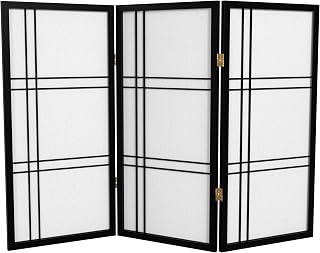 3 ft. Short Double Cross Shoji Screen - Black - 3 Panels