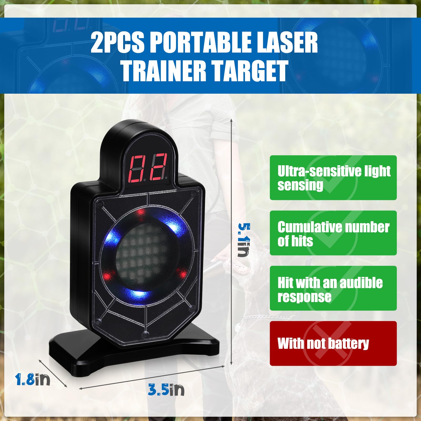 VercanMonth 2 Pcs Dry Fire Laser Training System Portable Trainer and Counting Laser Targets for Dry Fire Shooting Practice(Rectangular Style)