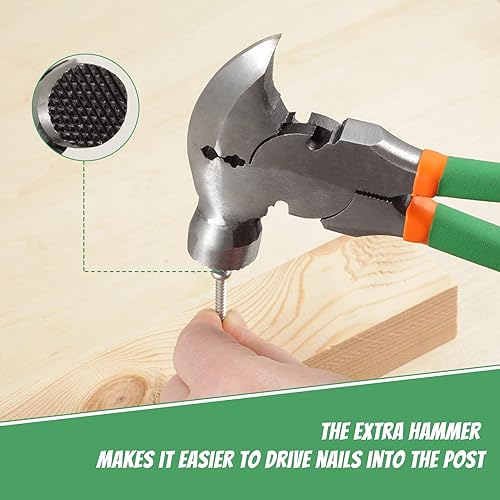 Miniatura 3 de SPEEDWOX Alicates de esgrima de 10 pulgadas con extractor de grapas de cabeza de martillo, herramienta de valla multiusos