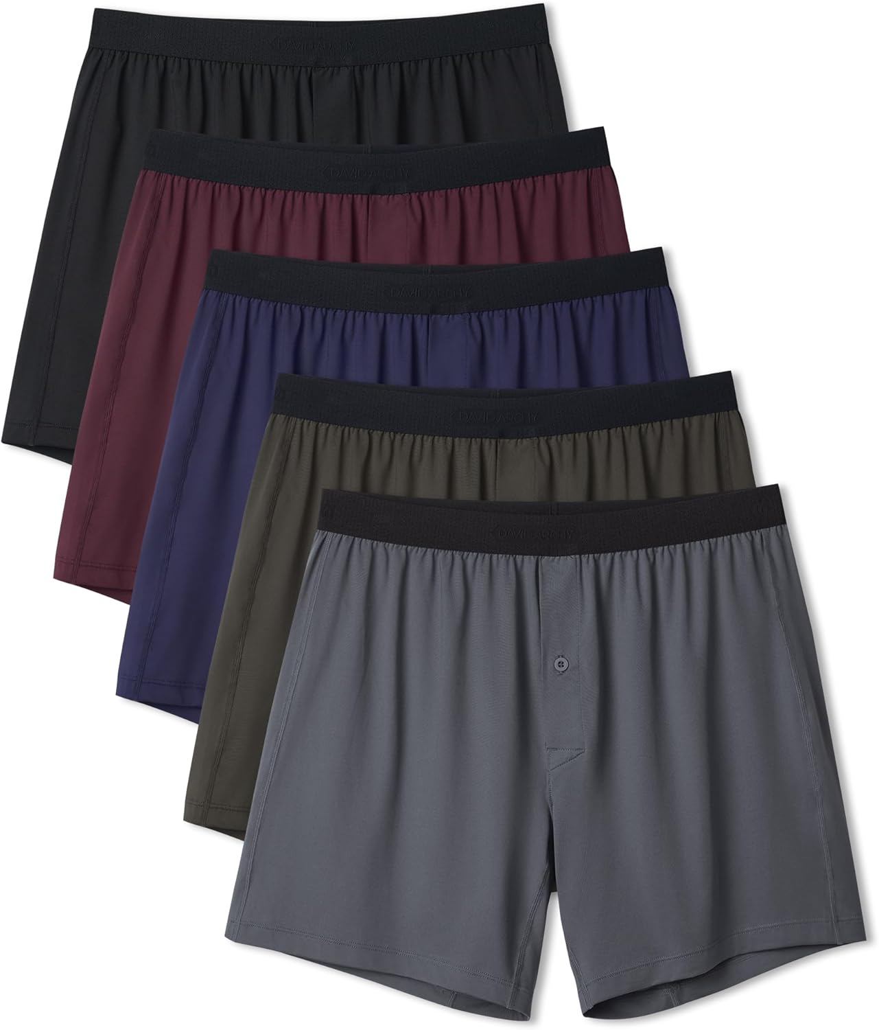 DAVID ARCHY Men's Light Sports Boxer Shorts Underwear Breathable and Cool Boxers with Button Fly 3 or 5 Pack
