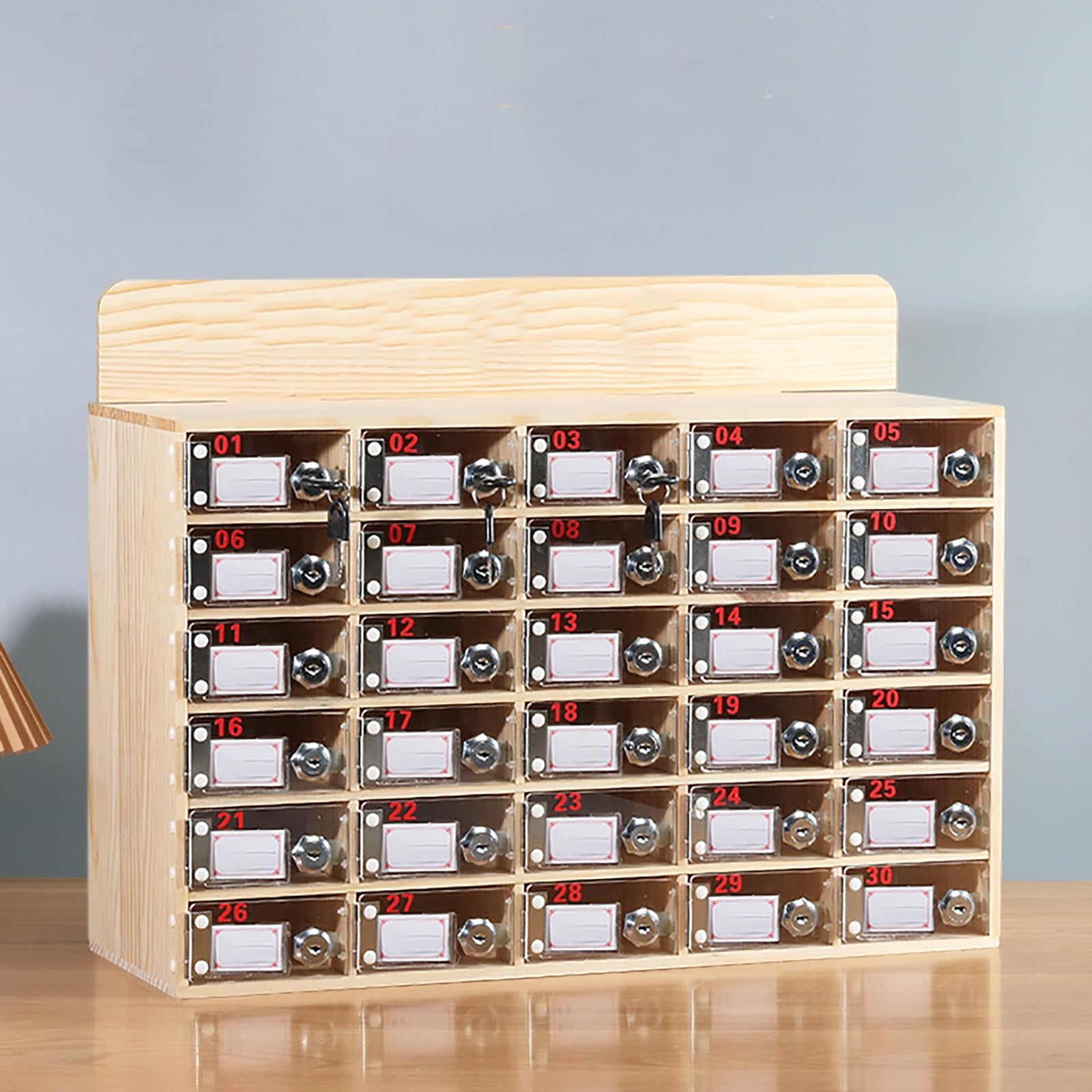 Handy-Schließfach aus Holz mit 30 Schächten – Sichere Acryl-Türaufbewahrung für Schulen, Fitnessstudios, Fabriken und Labors – Mitarbeiter-Schließfächer für Prüfungsräume und Arbeitsplätze, große