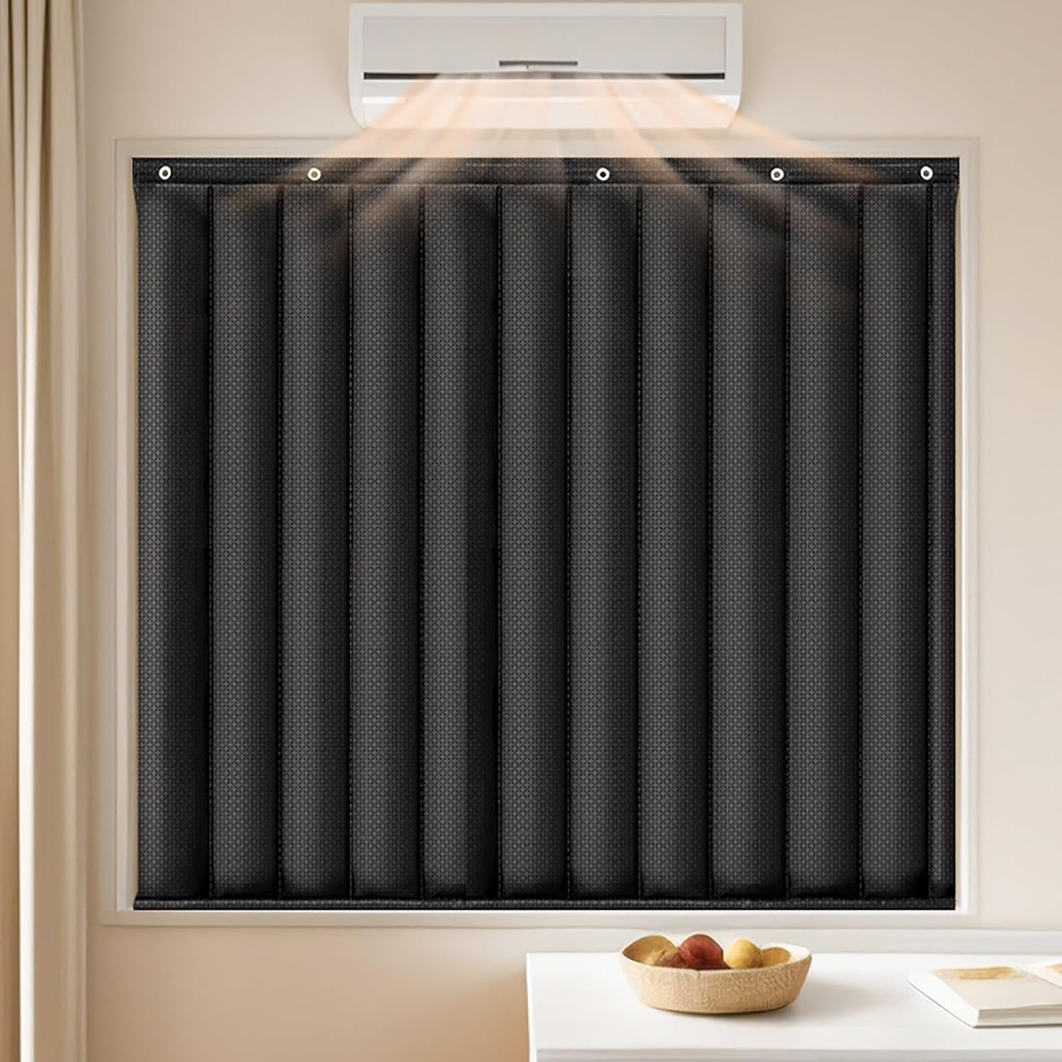 Thermal Insulated Door Curtain,Weatherproofing Window Insulation Kits,Thermal Window Cover(Black,120x100CM)