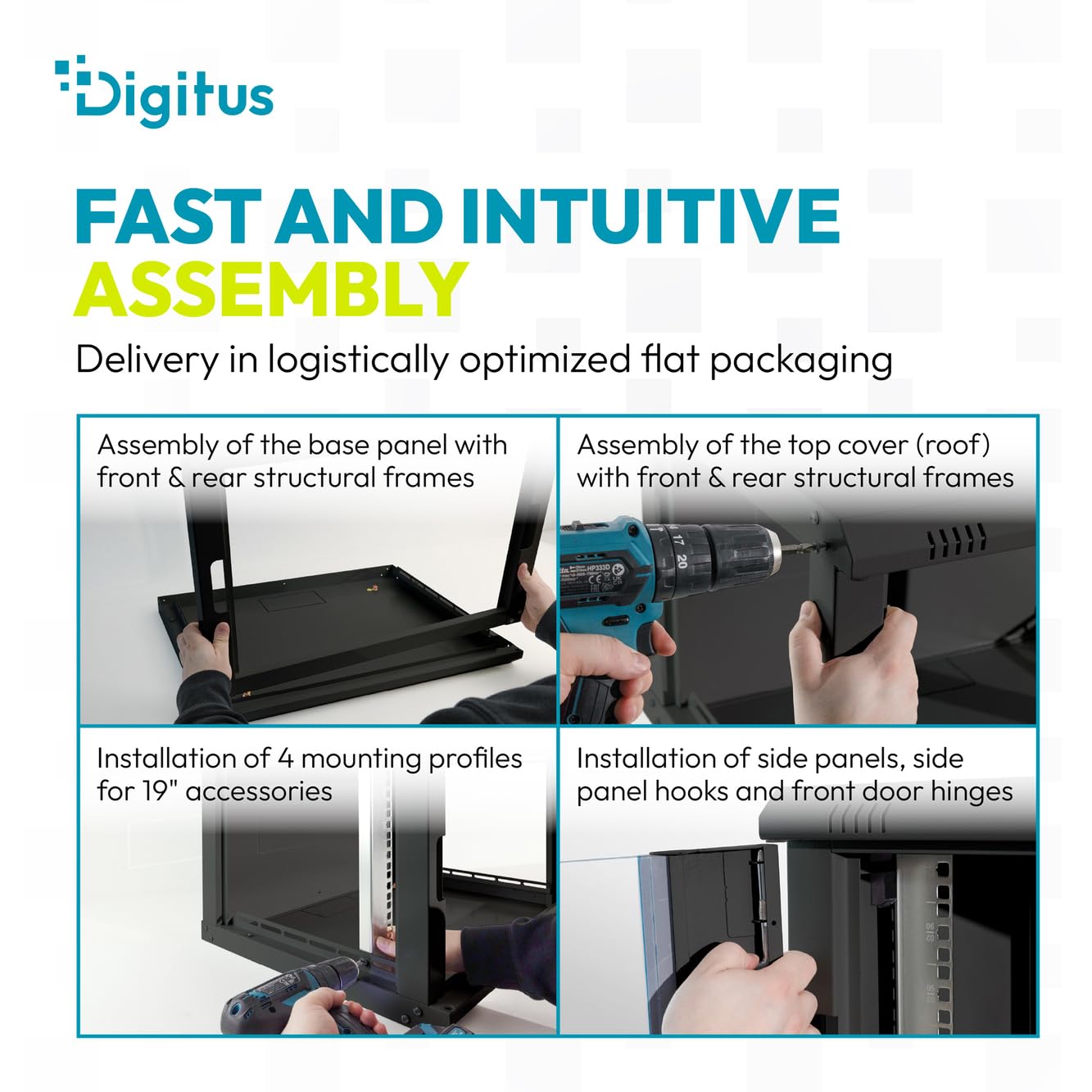 Digitus Wandgeh?use Dynamic 7he 600x600mm Schwarz (dN-37103)