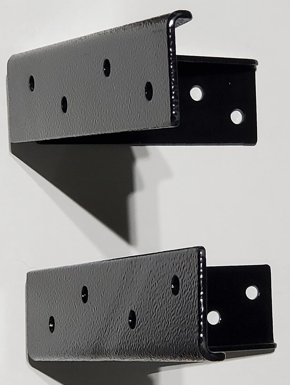 One Pair Heavy-Duty 1/8" Steel Construction Textured Powder-Coat Reversible Brackets (Left and Right) with 45 Degree Notch (Steel, 18" X 12")