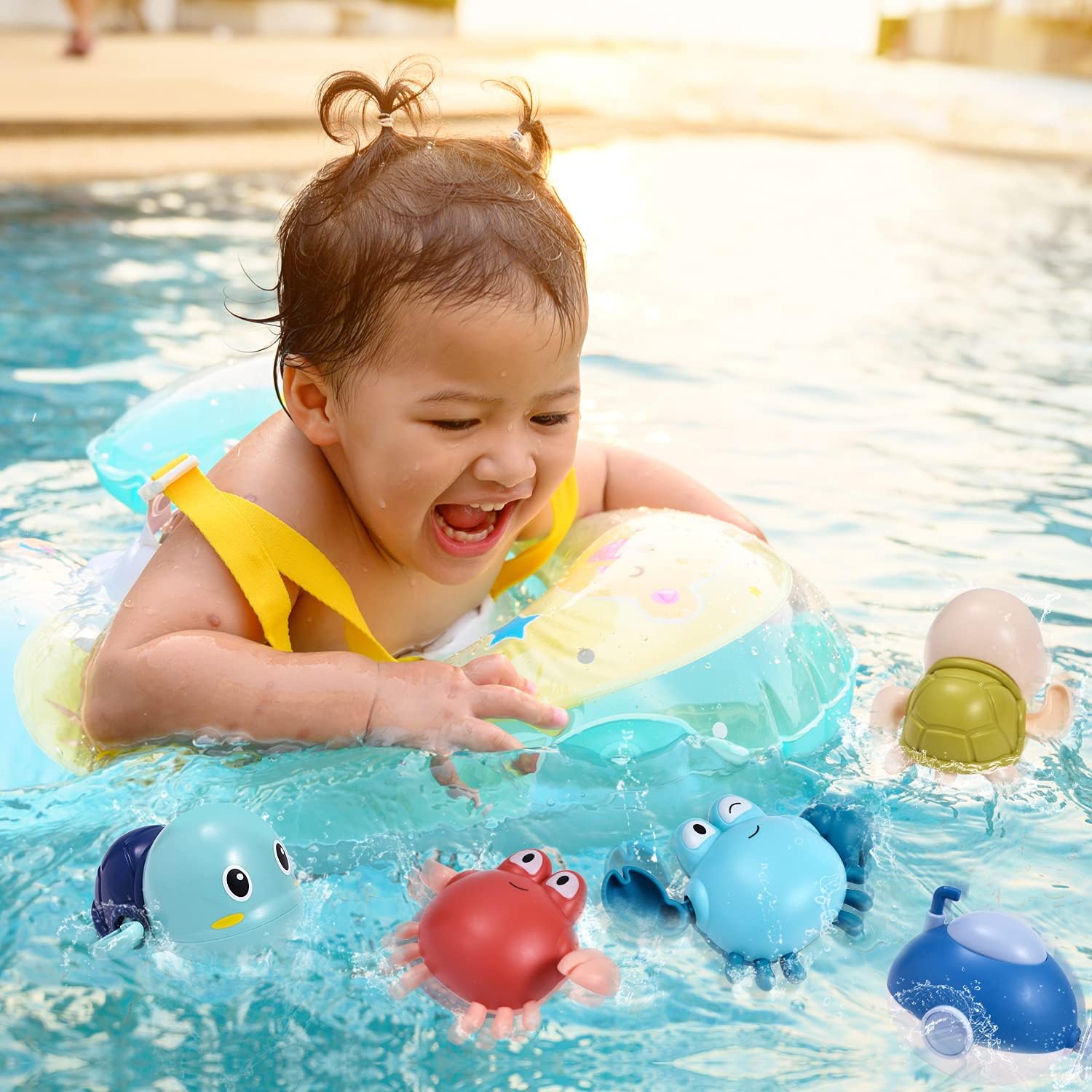 TOHIBEE Bath Toys, 6 Pcs Bath Toys with Bathtub Toys Storage Bag Bath Toys for Toddlers 1-3 Baby Bath Toys Set Christmas Birthday Gifts for 1 2 3 4 5 Year Old Boy Girl : Toys & Games