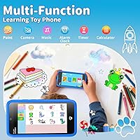 Vista 3 de MOMILLA Toys - Teléfono inteligente para niños, cámara dual de pantalla de 3.97 pulgadas con 21 calcomanías, regalos de cumpleaños para niños