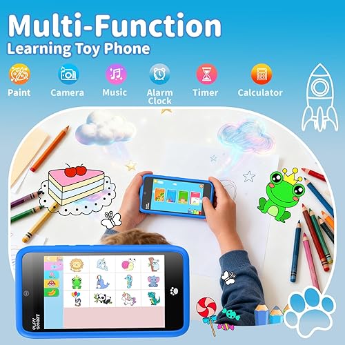 Miniatura 3 de MOMILLA Toys - Teléfono inteligente para niños, cámara dual de pantalla de 3.97 pulgadas con 21 calcomanías, regalos de cumpleaños de Navidad para