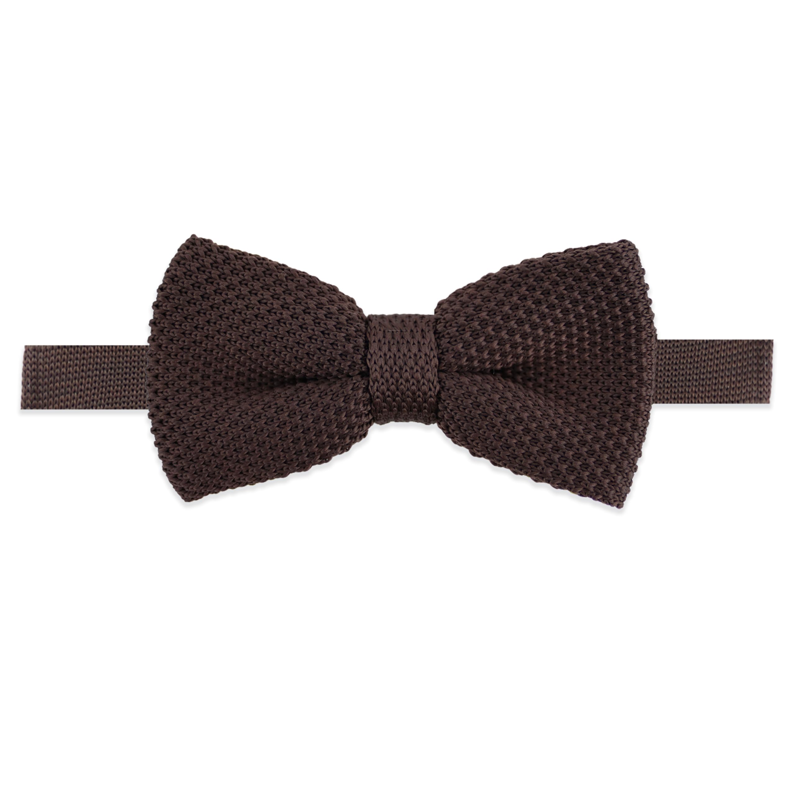 The Gents Lab Men's Dark Brown - 100% Polyester Knitted Bow Tie (Dark Brown)