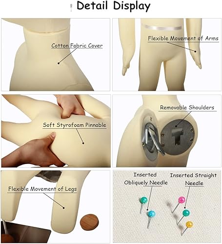 Miniatura 2 de Maniquí sentado para niños de 1 a 9 años de edad, maniquí unisex con brazos y piernas suaves para escaparate o instalación navideña, forma de giro