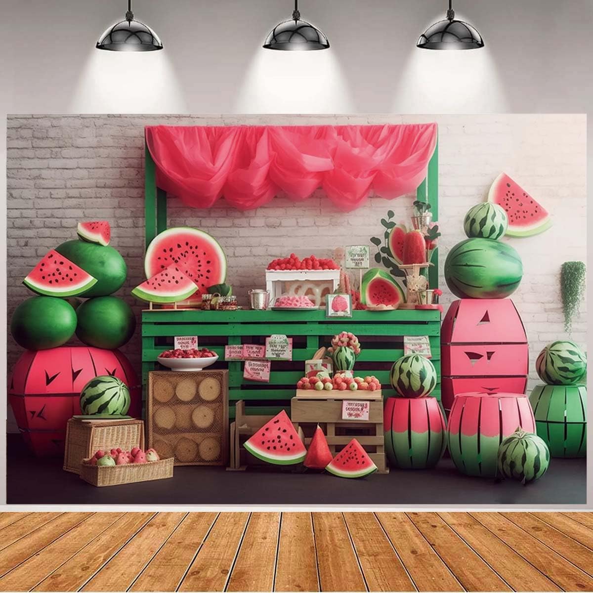 Summer Fruit Photography Backdrops Watermelon Cake Smash Background Newborn Child Birthday Party Photo Shoot Props Watermelon Party Backdrop Baby