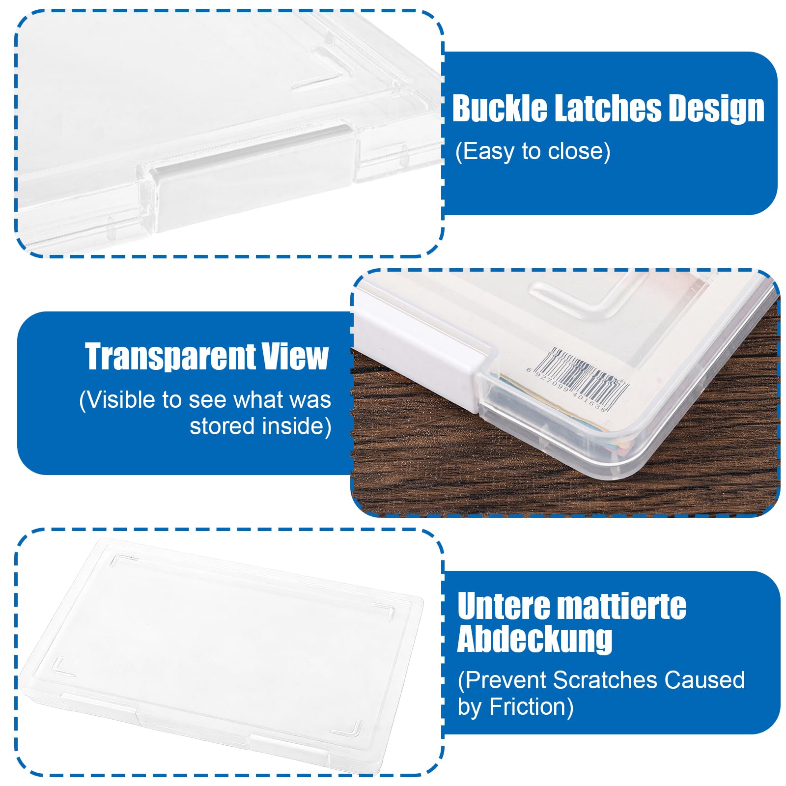 6 Pièces Boite Rangement A4, Boite de Rangement Plastique Transparente avec Fermeture Blanche, Range Documents 307 x 230 x 20 mm pour Bureau, Ecole et Maison