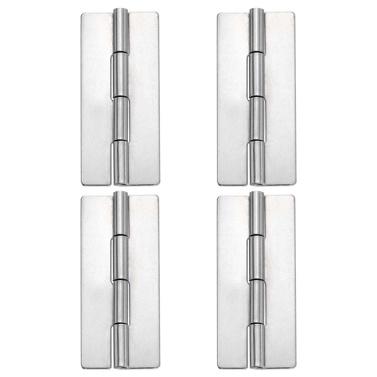 sourcing map 4 Pack Heavy Duty Weldable Hinges, 3" x 1.26" x 0.06" Weld on Butt Hinge 304 Stainless Steel Folding Metal Gate Hinges for Trailer Doors, Silver