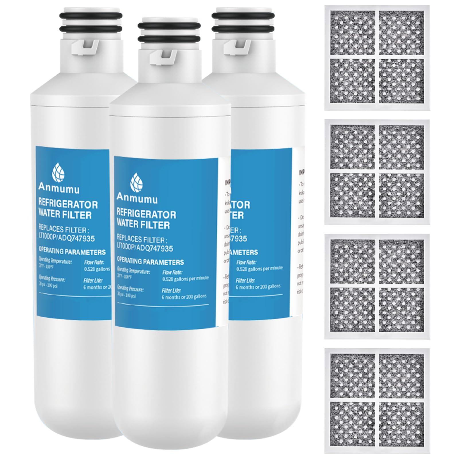 Anmumu LT1000PC ADQ747935 - Filtro de agua de repuesto para LG LT1000P/PC/PCS, LT-1000PC, LT1000PC, LFCC22426S, LRFXS2503S, LMWS27626S, LRDCS2603S y LT120F ADQ73334008 Filtro de aire fresco,4