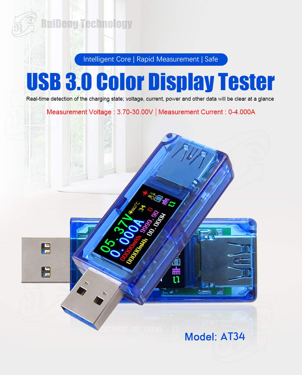 DC 4-30V LCD USB-detector Voltmeter Ampèremeter Mobiele oplader Capaciteitstester Meter Spanningsstroommeter Oplaadmonitor  1420