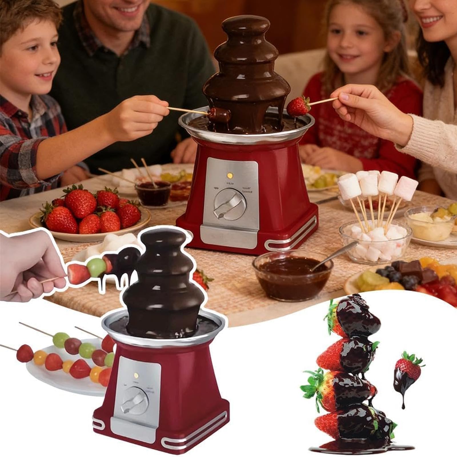 Machine à Fontaine à Chocolat à 3 Niveaux, Tour à Fondue électrique 65 W