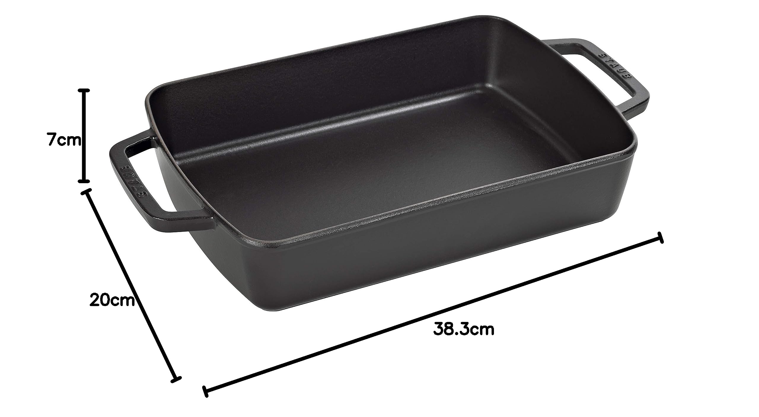STAUB Plat à Four en Fonte, Rectangulaire,30 x 20 cm, 3,15 L, Noir Mat