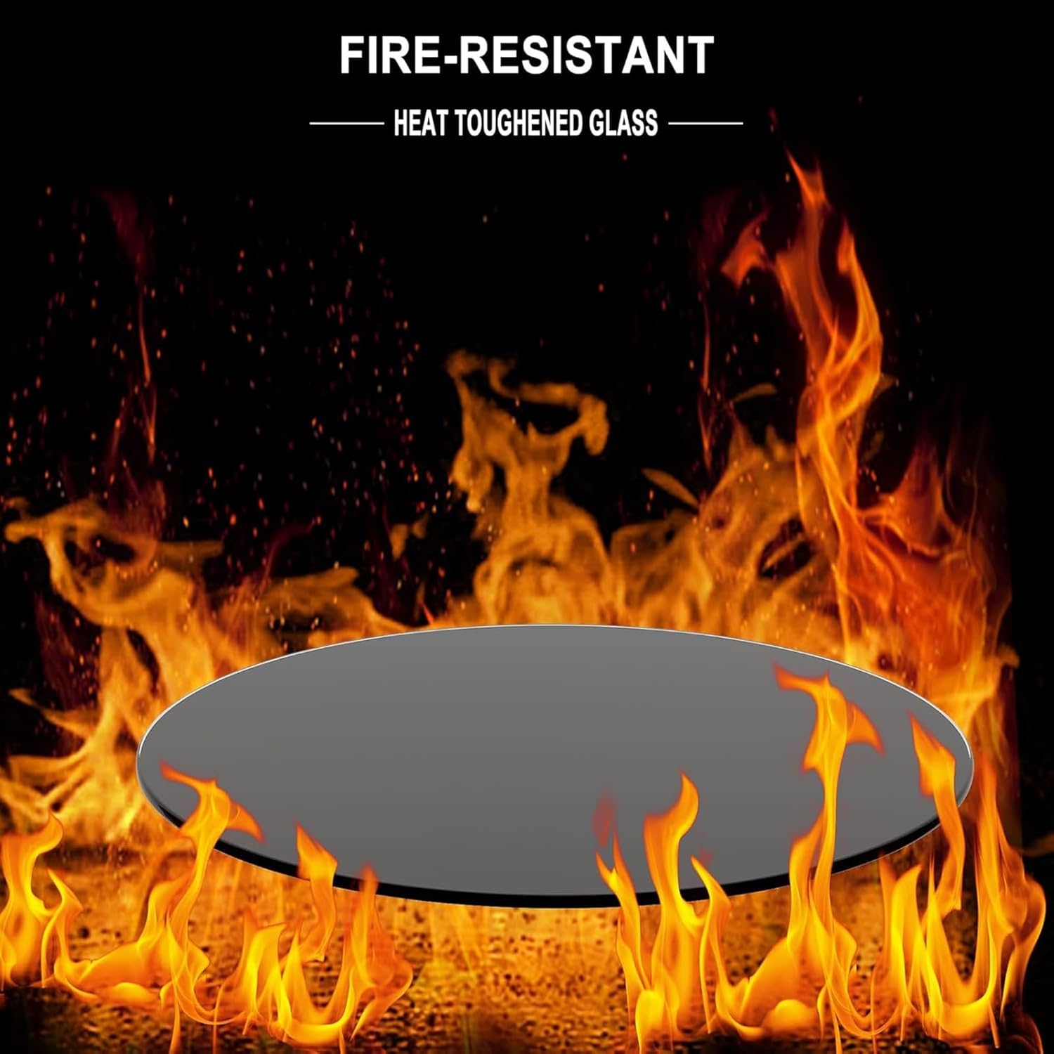 Round Table Top Black - Replacement Glass top - Round Tempered Glass Table top All Dimensions 40-100cm，High Temperature Resistance，Office Desk Plate Glass(44CM(17.3IN))