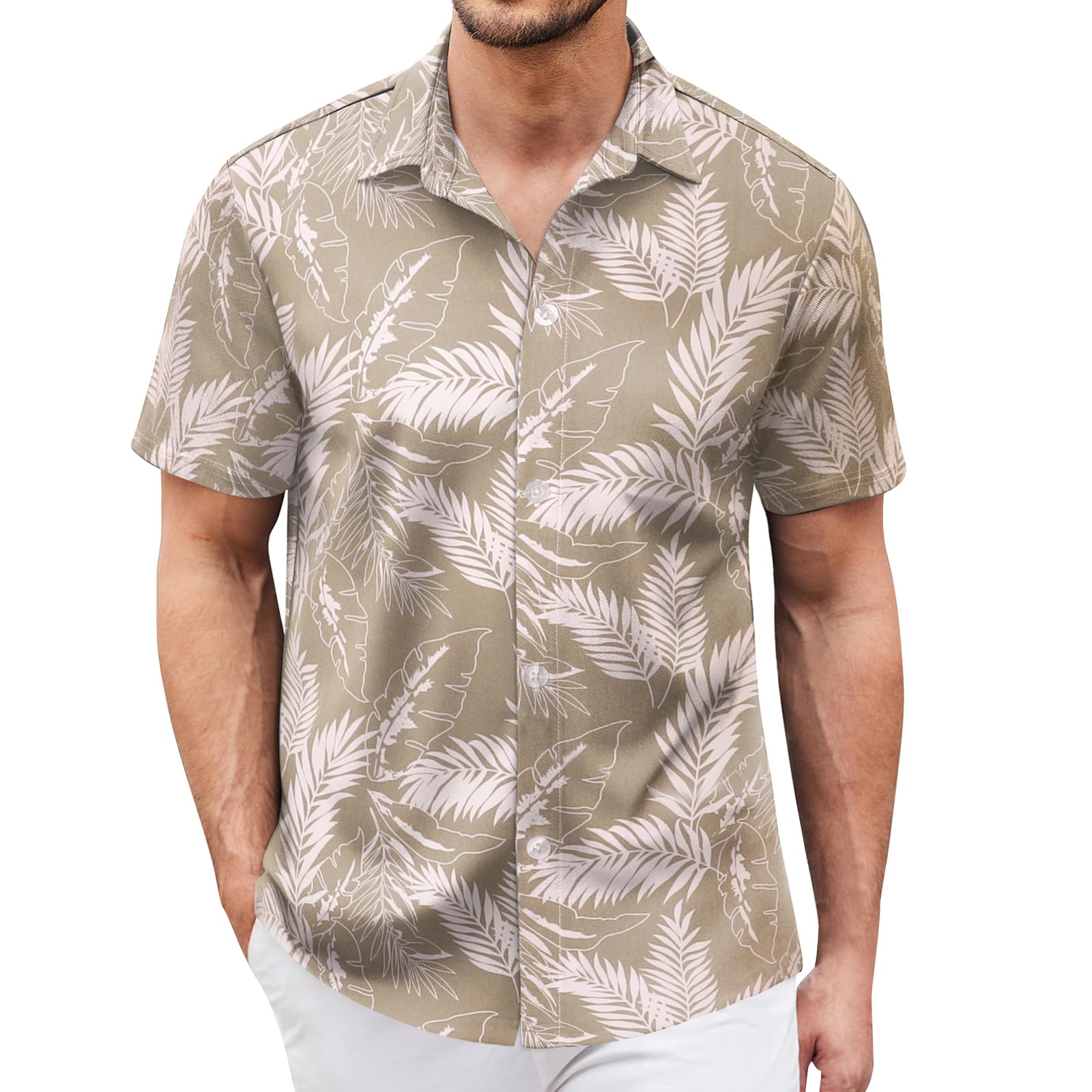 Hawaiian Shirt for Men Short Sleeves Tropical Printed Casual Button Down Summer Beach Floral Shirts