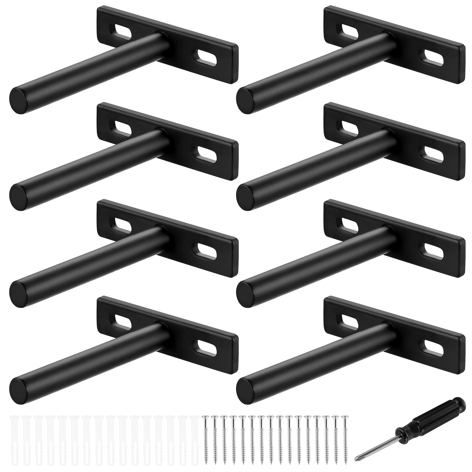 8 Pcs 2.95 Inch/75mm Floating Shelf Brackets Heavy Duty