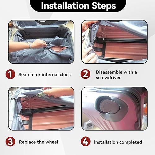 Miniatura 5 de Reemplazo de ruedas de equipaje, par de ruedas de maleta, universal, accesorio de repuesto para exteriores