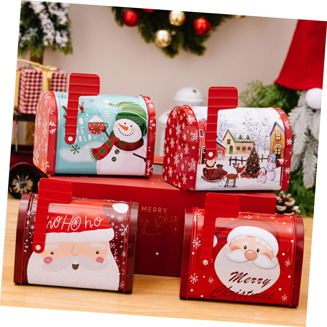 Boîtes à Bonbons De Noël En Fer - Lot De 2, 3 Couches Gigognes | Motif Casse-noisette, Décor Festif