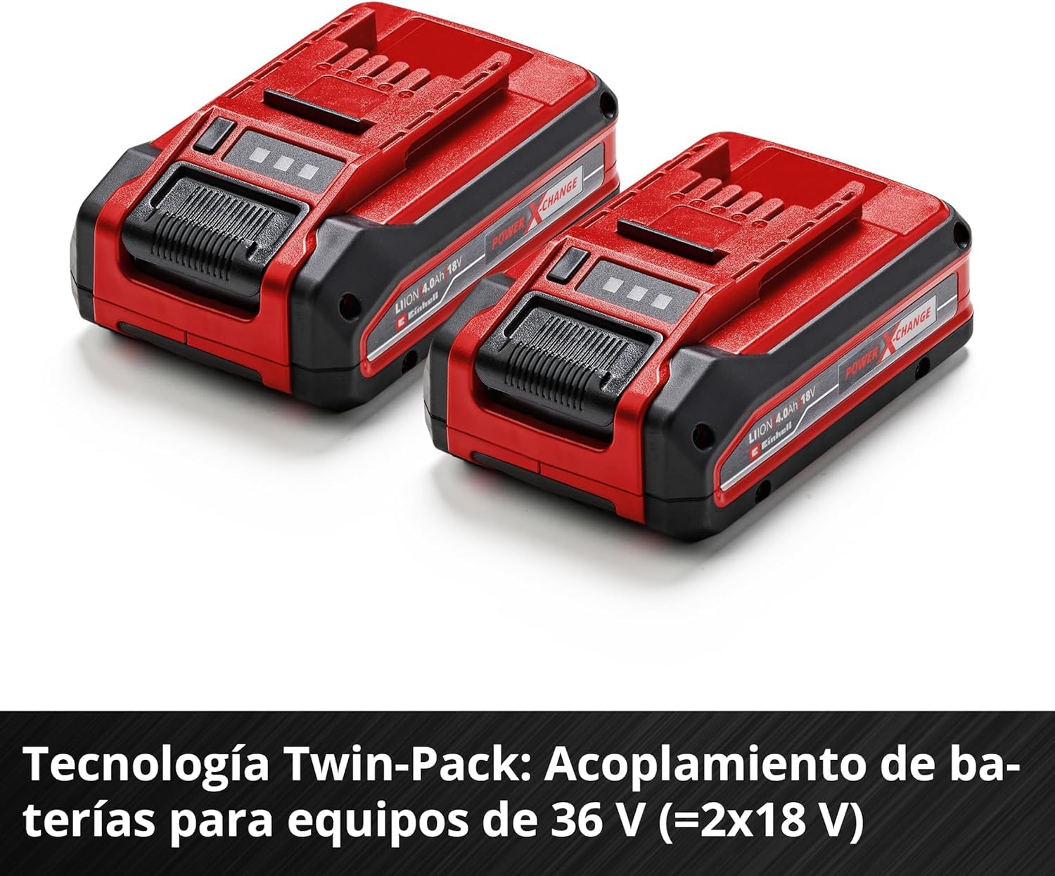Original Einhell Batería 4 Ah Power X-Change Plus (18 V, Iones Li, de Uso Universal para Todos los aparatos Power X-Change, Control de Nivel de Carga, Twin-Pack, Incl. 2 baterías 4 Ah, sin Cargador)