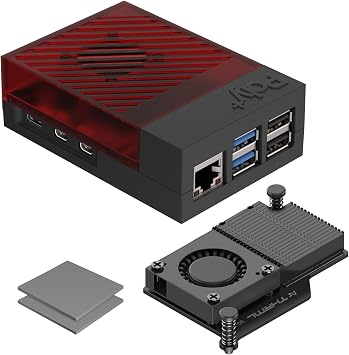 Argon Poly+5 Raspberry Pi 5 Case with Active Cooler | Pi 5 case, Pi 5 Active Cooler | Argon THRML 30mm Active Cooler Fan and Aluminum heatsink for Raspberry Pi 5 BRED | RPI 5 Hat Compatible
