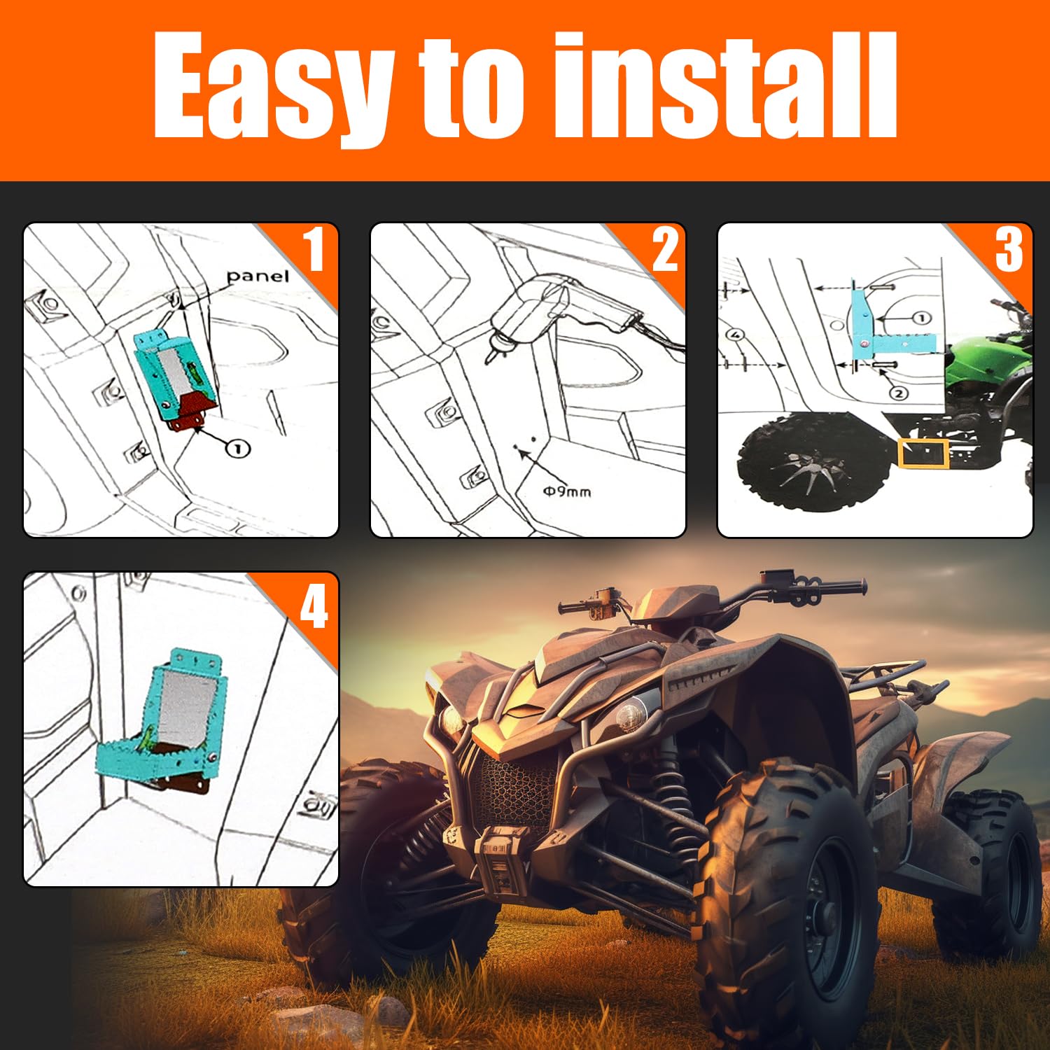 Repose-pieds Passager VTT Universel Pliable - Anti-dérapant, Métal, Noir - Pour Sportsman, Scrambler, Grizzly Et Autres Quad