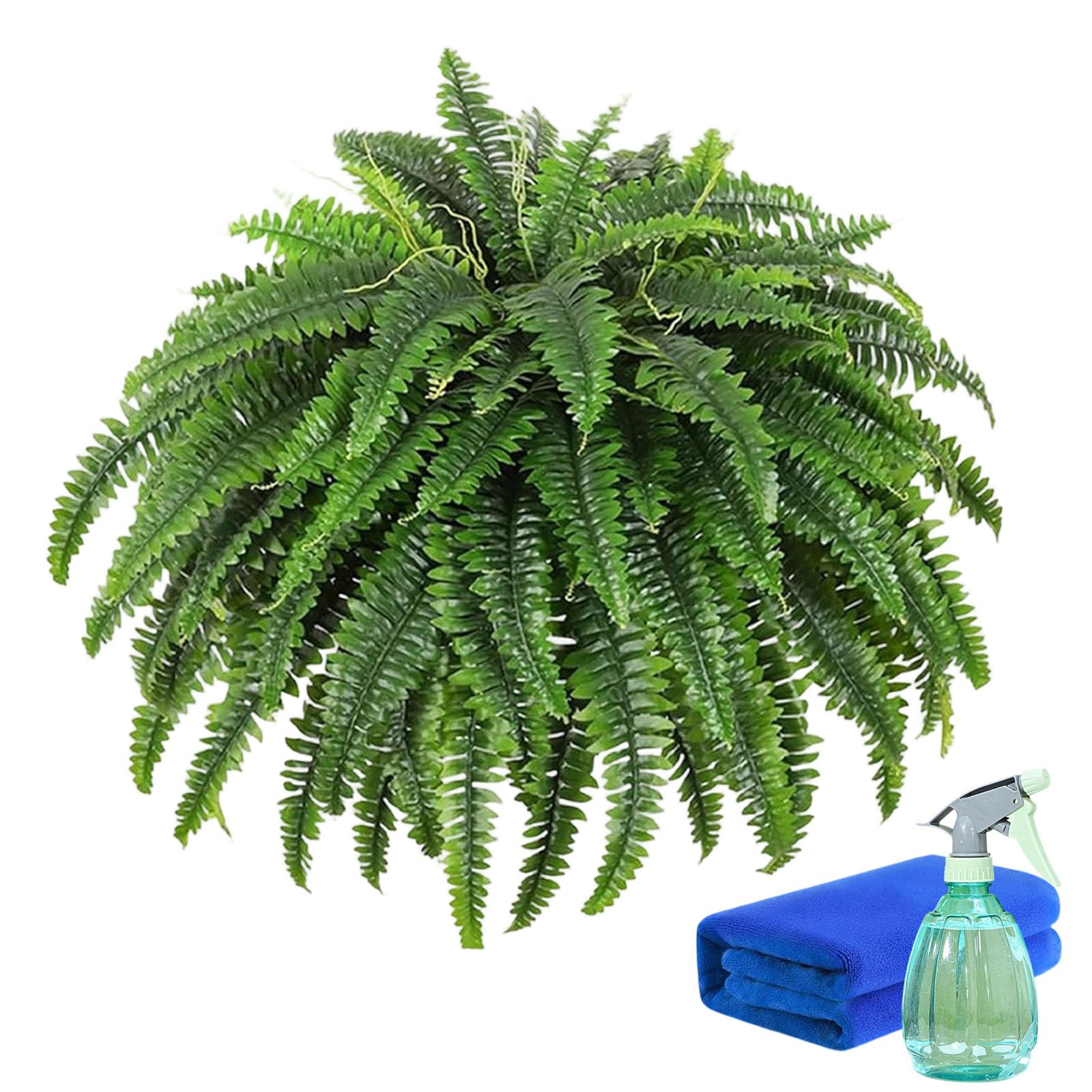 2026 New UV Resistant Lifelike Artificial Boston Fern, Artificial Boston Fern Bush, Large Faux Ferns/ Porch Plants Outdoor, Artificial Plants For Decoraction Garden Window Outside Decor (28leaves,1pc)