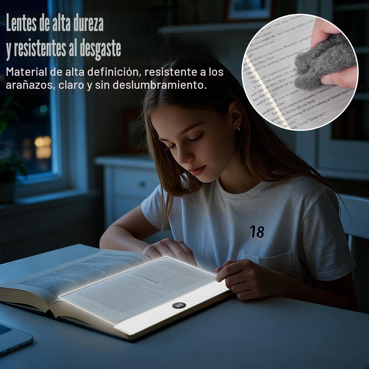 Luz Plana para Libros, Luz Para Libros De Página, Luz LED para Libros, Lámpara LED Para Página de Libro, Luz de Pantalla Plana para Leer en la Cama, Luz de lectura, para lectores, hogar, oficina (M1)