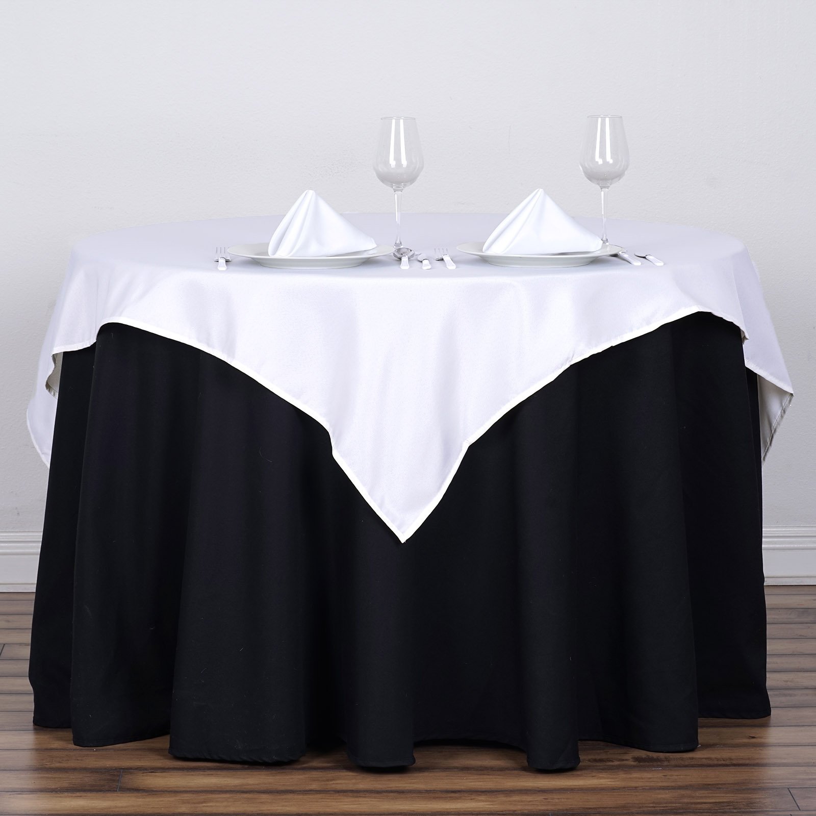BalsaCircle 54x54-Inch White Square Polyester Tablecloth Table Cover Linens for Wedding Party Catering Kitchen Dining Events