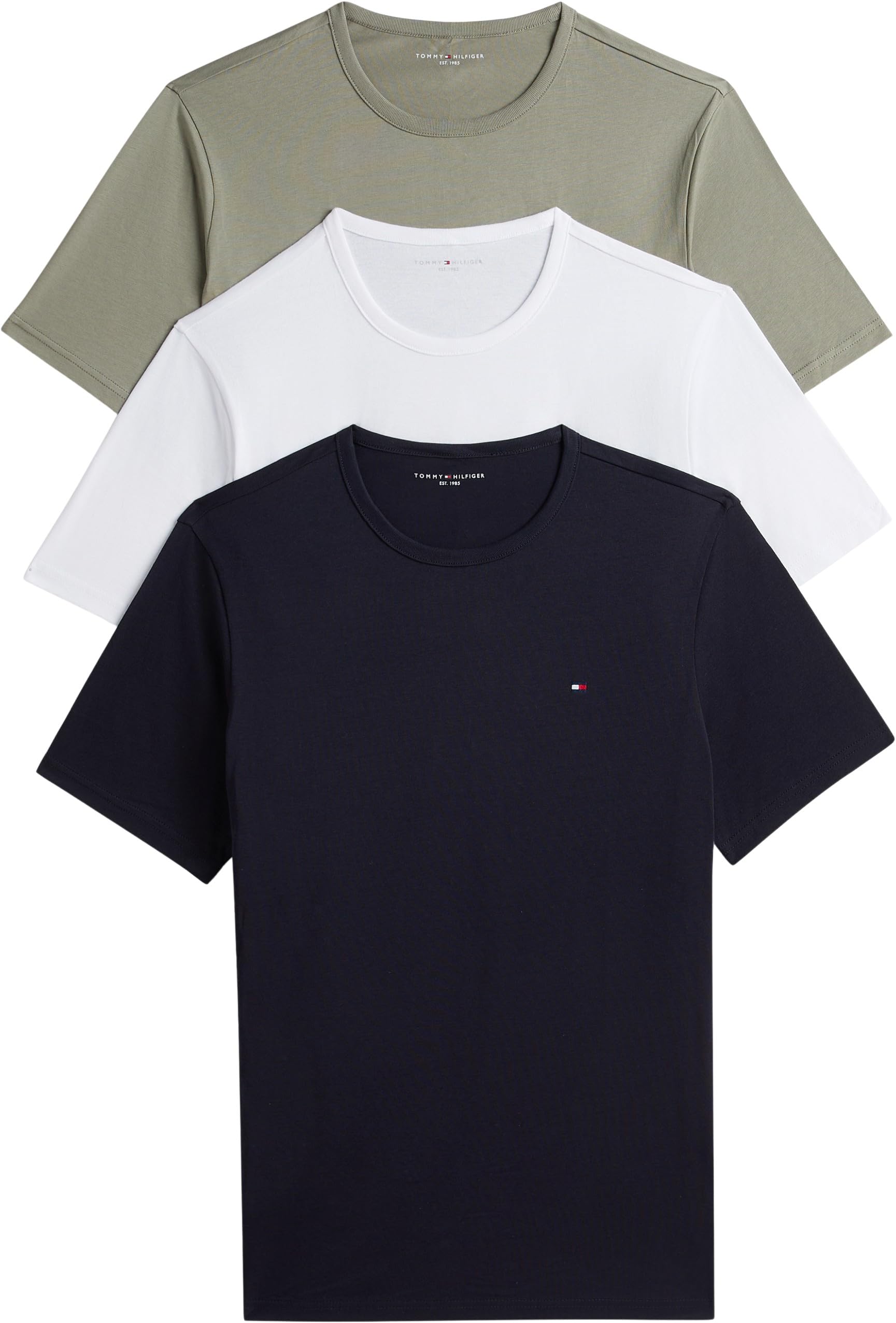 Tommy Hilfiger Herren S/S T-Shirt, Schwarz (Marineblau/Utility Sage/Weiß), XL