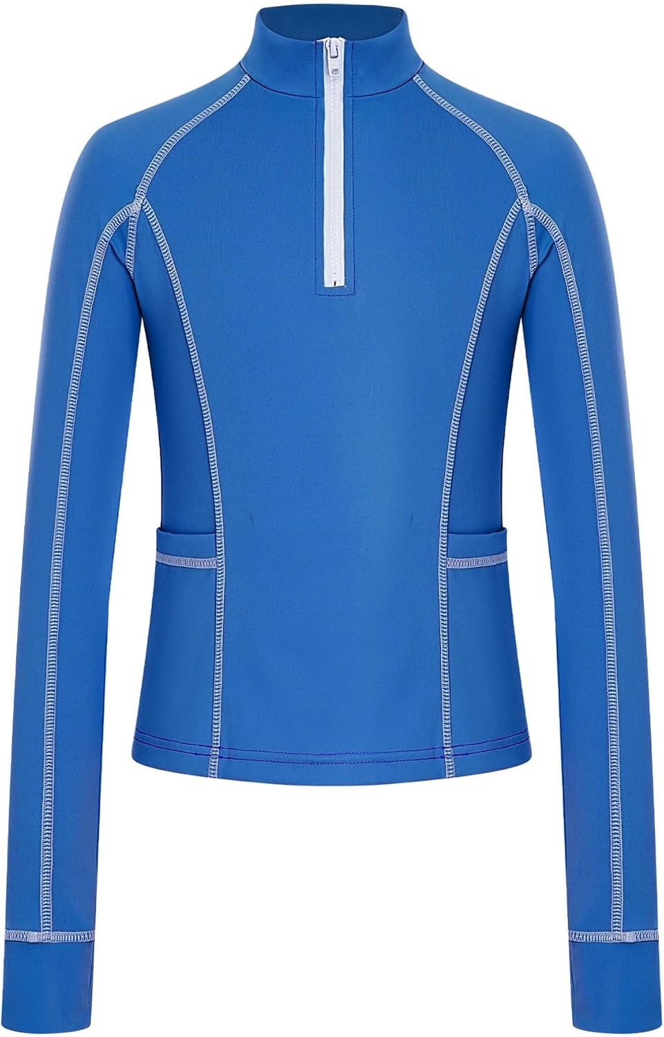 Agoky Horse Riding Shirts Girls Kids Stand Collar Gymnastic Jacket | Long Sleeve Solid Color Zip Up Shirt Stand Collar Long Sleeve Thumb Holes Top with Pockets