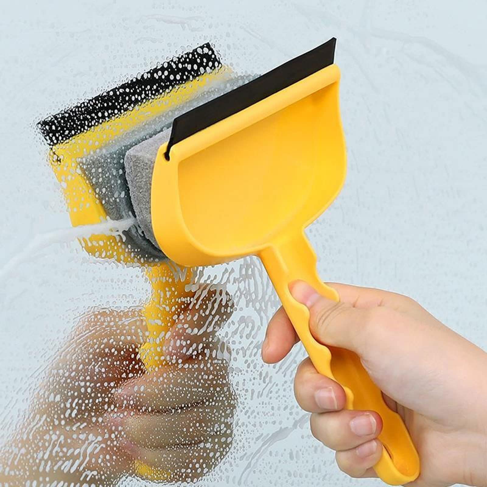 Rasquetas para Ducha, Escobilla de Goma y Cepillo Limpieza Silicona 2 en 1 for Ducha, Cocina, Coche, Ventana Cristal, Multicolor(Blue)