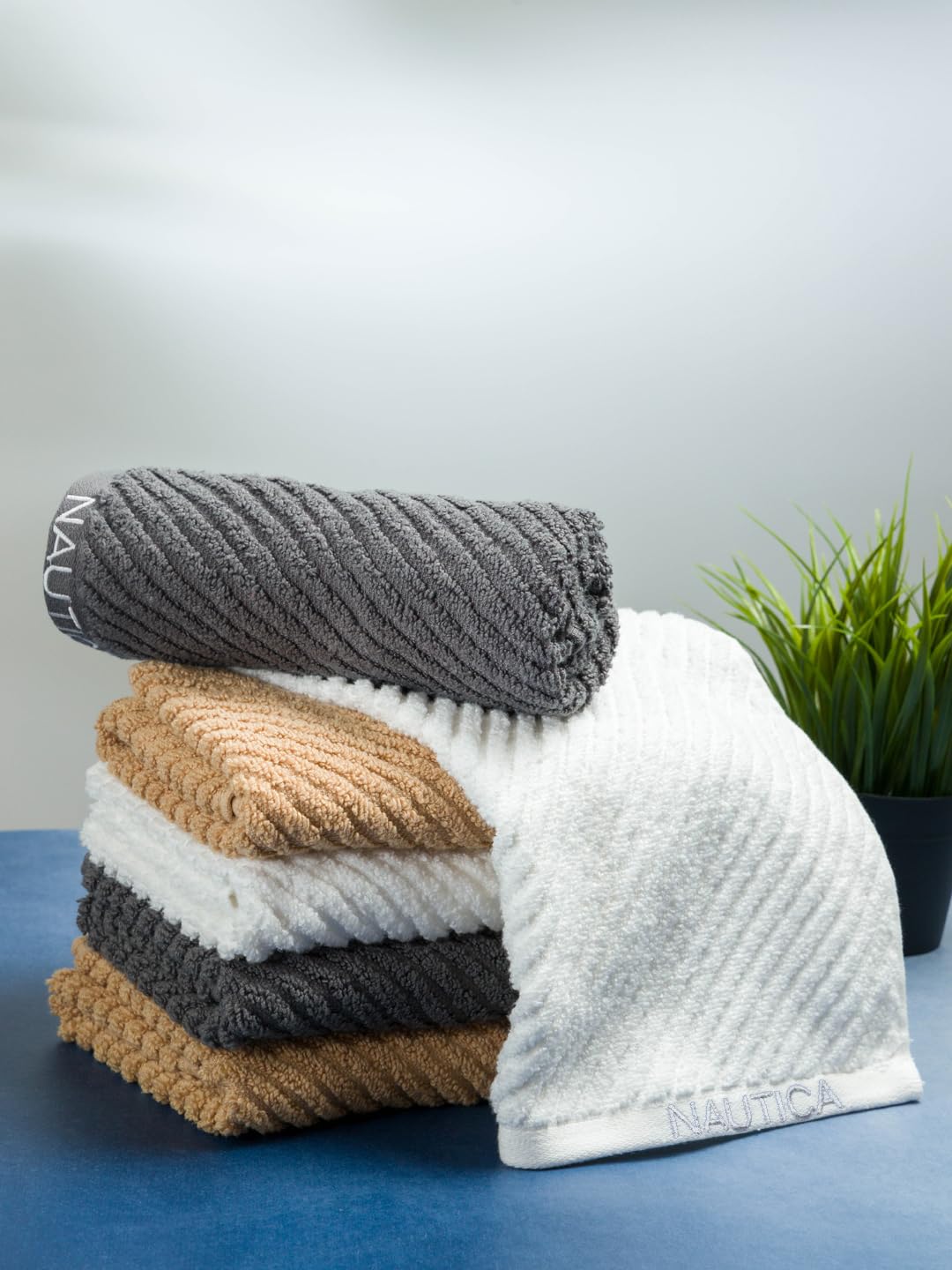 NAUTICA Fluffy Zero Twist 100% Cotton Towel -6pc Hand Towel (Cross