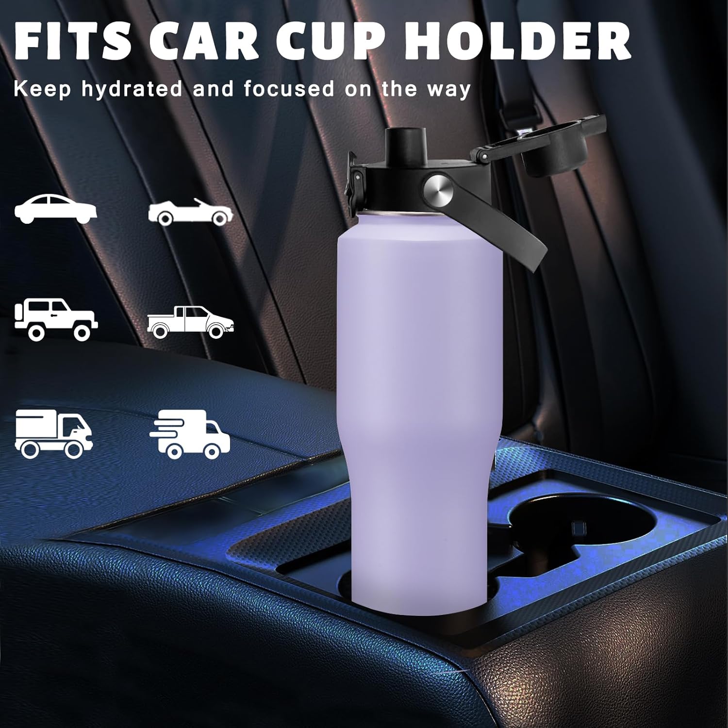 32oz 40oz Insulated Water Bottle with Straw - Keep Cold 48h or Hot 24h, Insulated Tumbler with Auto Spout Lid Fits in any Car Cup Holder, Metal Water Bottle Travel Coffee Mug for Car, Gym, Office - Image 2