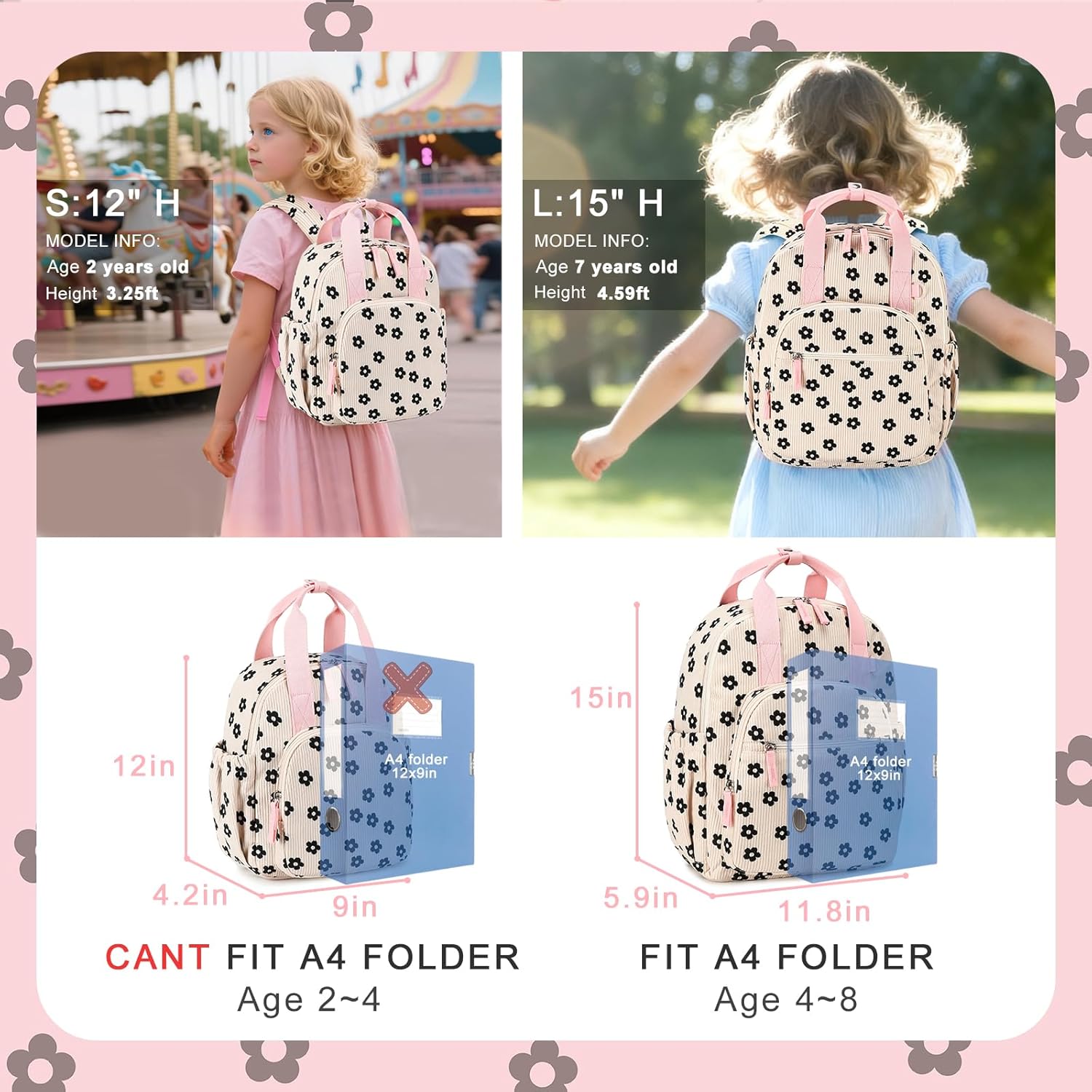 Bluboon Toddler Backpack for Girls Boys 2-4 Cute 12" Preschool Kindergarten Backpacks Kids Daycare Bags School Travel - Image 5