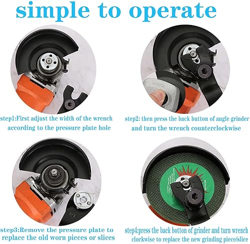 Miniatura 5 de yuentoen Llave de amoladora, llave de tuerca de bloqueo ajustable universal, herramienta de amoladora angular de potencia para amoladoras angulares