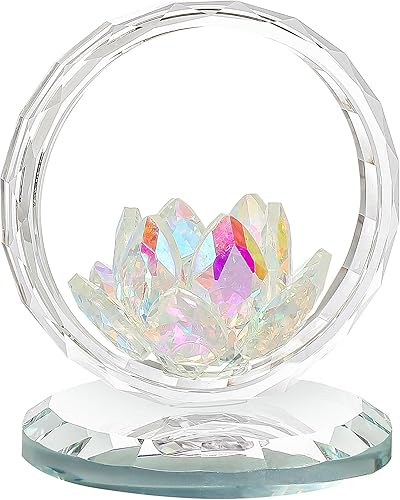 Miniatura 9 de LONGWIN Figuras de flores de tulipanes de cristal con anillo circular exterior, ramo de primavera de cristal, figuras coleccionables, decoración