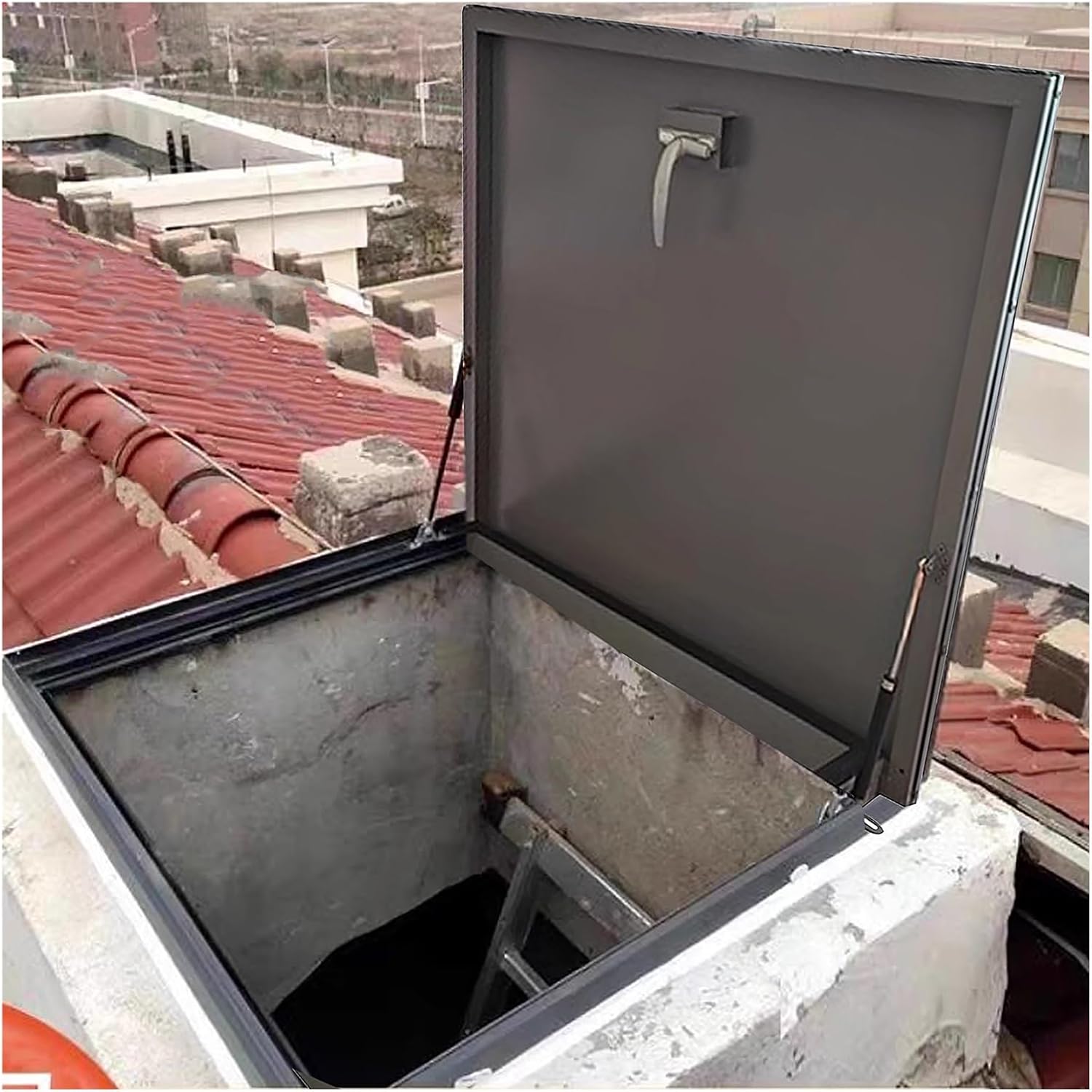 Roof Hatch, Generic Roof Access Hatch Skylight, 20 22 24 25 26 29 30 32 36 inch Customized Crawl Space Door Cover, Lockable Cellar Doors Basement Outside Covers, with Gas Shock Strut & Handl