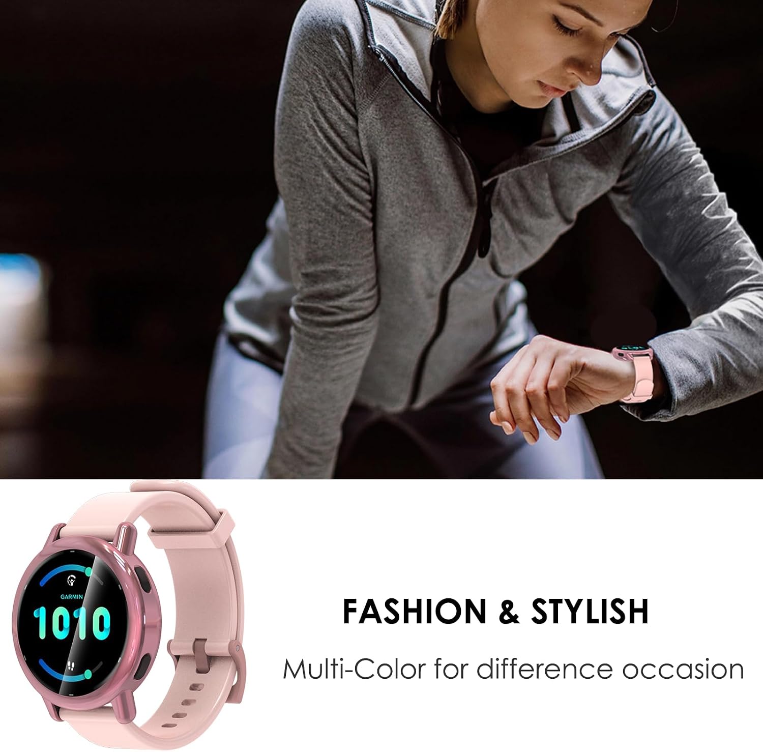 Simpeak 5-Pack Soft Screen Protector Bumper Case Compatible with Garmin Vivoactive 5 Smartwatch, Full Protection, Rose Pink/Clear/Silver/Black/Rose Gold