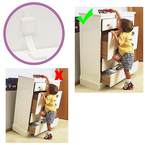 Miniatura 2 de Anclaje adhesivo mejorado para muebles sin taladro, correas ajustables para pared de muebles antipuntas para bebés y mascotas, paquete de 4