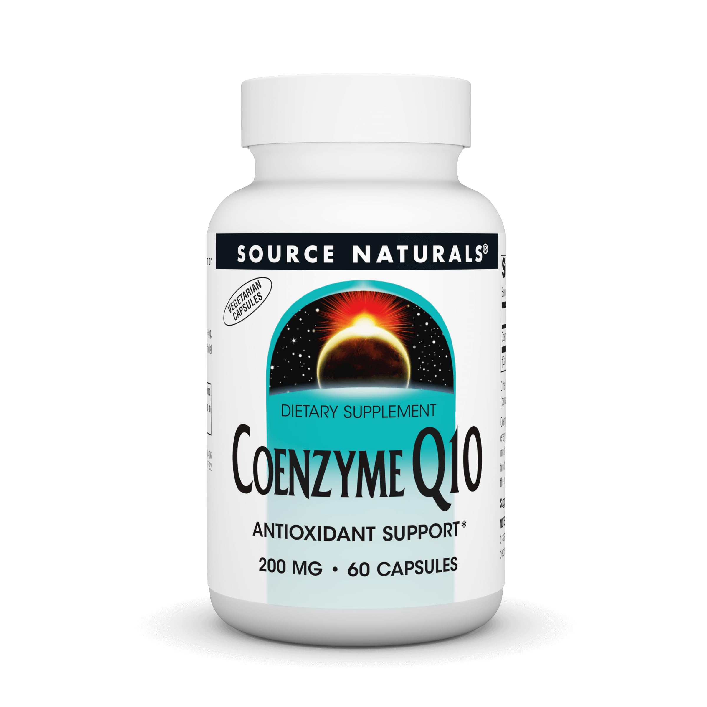 Source Naturals Coenzyme Q10 Antioxidant Support 200 mg for Heart, Brain, Immunity, & Liver Support - 60 Vegetarian Capsules