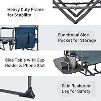 Vista 8 de TIMBER RIDGE Silla de aluminio para directores de campamento con bolsillo para mesa lateral, silla plegable portátil, silla de césped resistente