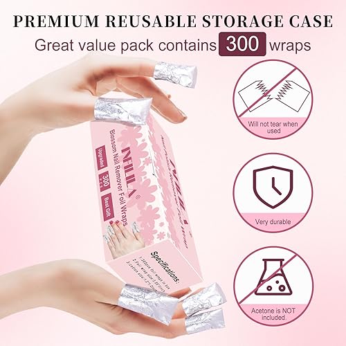Miniatura 6 de NXJ INFILILA Lámina de uñas  300 envolturas de uñas de gel para quitar esmalte de uñas, removedor de gel con almohadilla de algodón más grande para